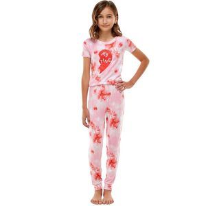 Roudelain Big Girls Mommy & Me Whisper Luxe T-Shirt & Joggers Pajama Set,X-Small